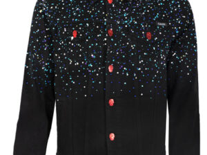 Paint and crystal splattered jacket (Black)