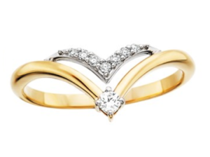 10k two-tone Chevron diamond fashion ring