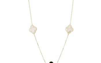 Pearl and Onyx Flower Necklace