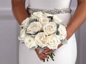 White roses and silver dusty miller