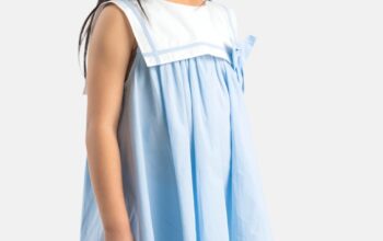 Juliet dress blue bin & bow