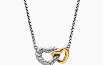 Cable collectables interlocking heart necklace