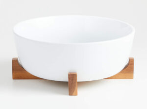 Oven table large serving bowl with wood stand