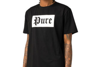 Stretch Tee with block logo (Black/Blue)