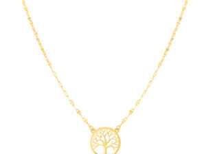 14k Gold Tree Mirror Chain Necklace