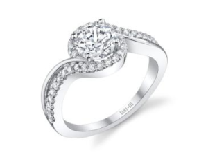 18k white gold love knot diamond engagement ring