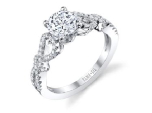 18k White Gold Diamond swirl engagement ring