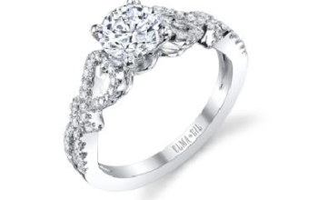 18k White Gold Diamond swirl engagement ring