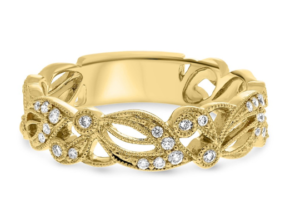 14k yellow gold filigree Flora diamond band