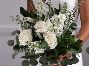 Loose white garden hand -tied bouquet