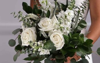 Loose white garden hand -tied bouquet