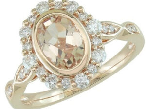 14k rose gold morganite and diamond wedding band