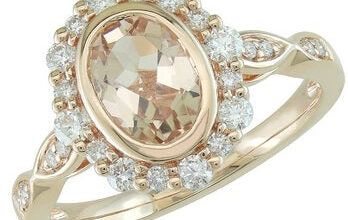 14k rose gold morganite and diamond wedding band