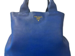 Prada vitalo daino leather shopping toye, Cobalt blue bag.