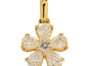 14k yellow gold diamond clover pendant and chain