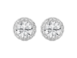 2.8ct.Tw. round lab diamond halo stud earrings.