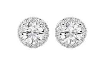 2.8ct.Tw. round lab diamond halo stud earrings.