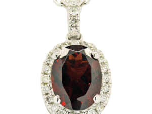 14k white gold Garnet diamond pendant