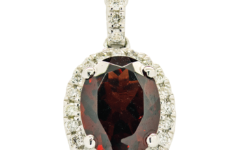 14k white gold Garnet diamond pendant