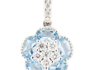 Aquamarine diamond pendant 14k white gold