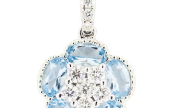 Aquamarine diamond pendant 14k white gold