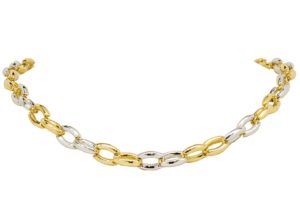 Two-tone white and yellow 18k gold link Necklace