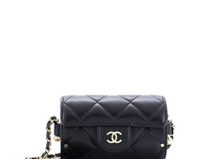 Channel secret barrel chain bag quilted lambskin quilted metal mini.