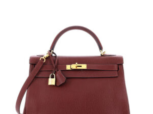 Hermes Kelly handbag rouge TT Fjord with gold hardware 32.