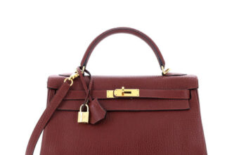 Hermes Kelly handbag rouge TT Fjord with gold hardware 32.