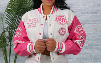 League 1965 cropped varsity jacket -Pink