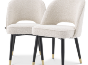 Boucle cut-out dining chairs