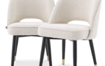 Boucle cut-out dining chairs