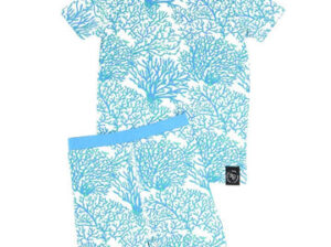 Blue coral bamboo short pajama set