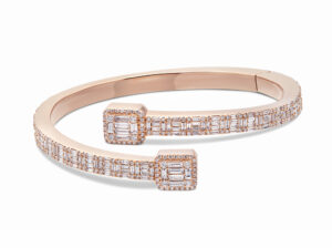 14k rose gold baguette bangle bracelet