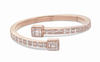 14k rose gold baguette bangle bracelet