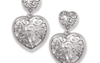 Contempo heart double post drop earrings.