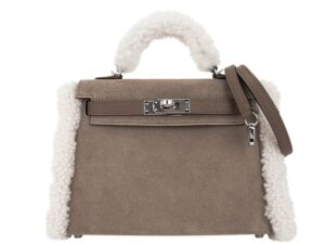 Hermes Kelly 20 teddy plush gris