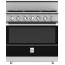 Freestanding professional gas range with dual – flow burna system, stealth